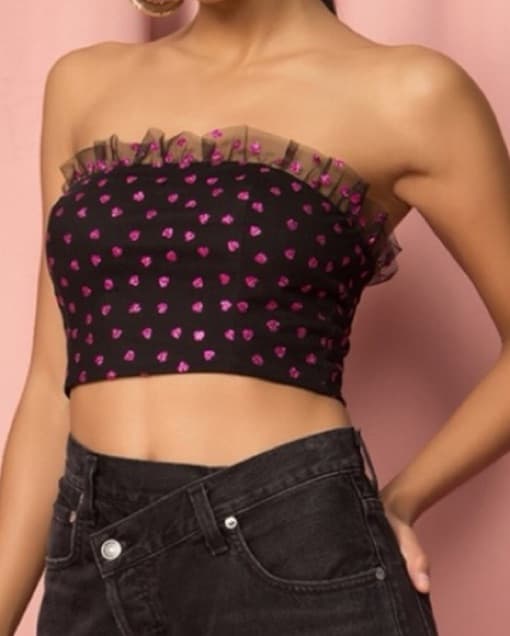 Pink And Black Heart Top - Image 1