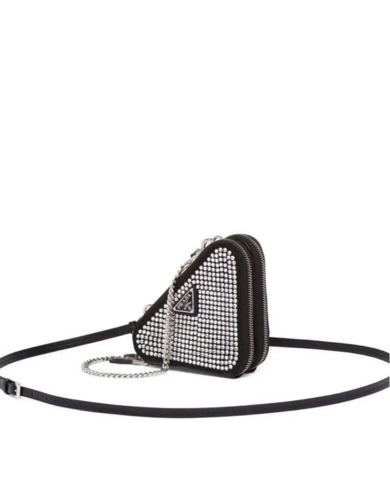 Prada mini leather crystal crossbody - Image 1