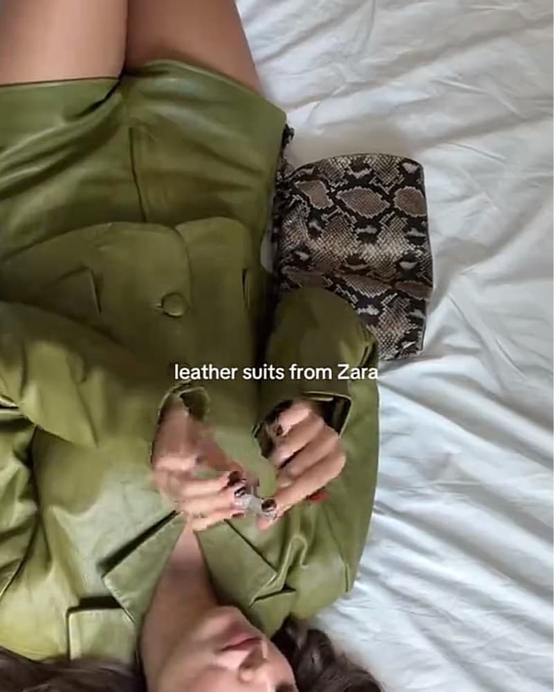 SET - Green Leather Blazer & Short - Image 5