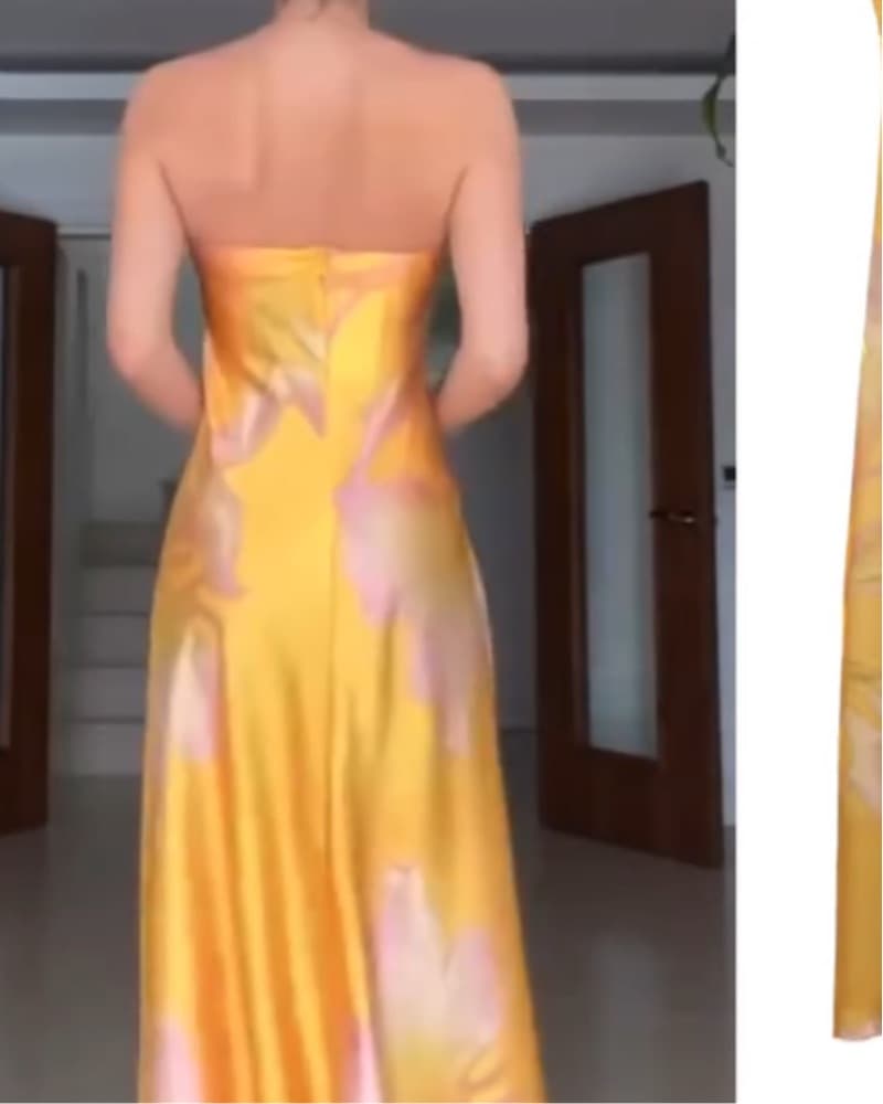 Yellow Satin Gown - Image 4