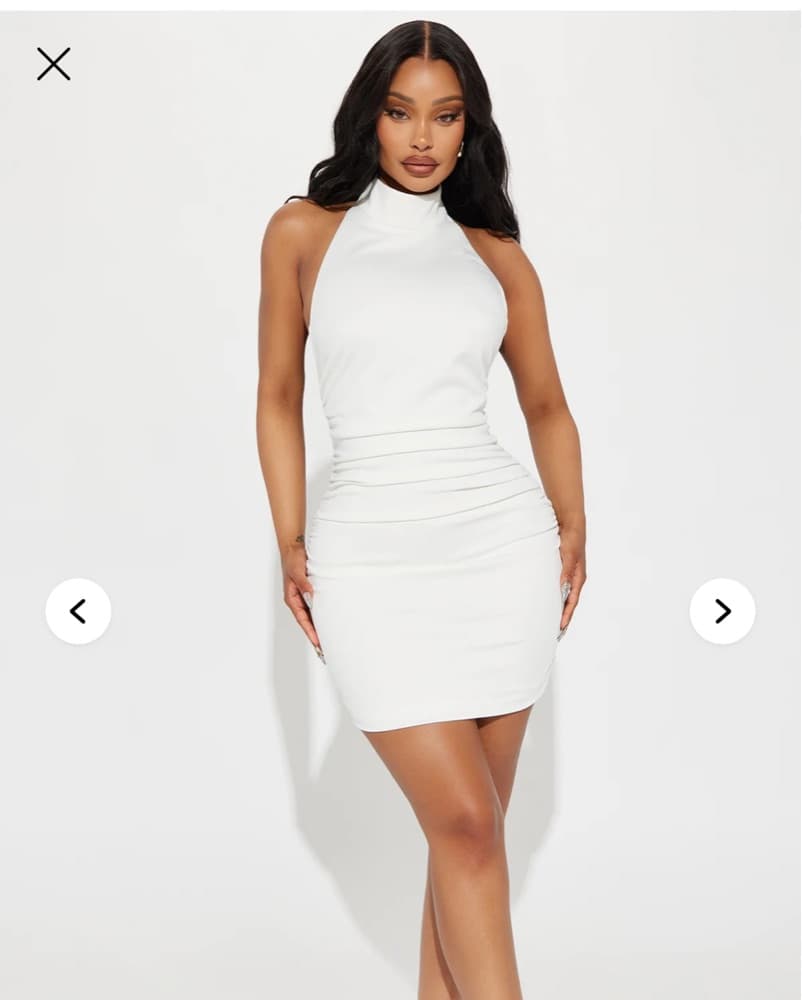White Ruched Mini Dress  - Image 2