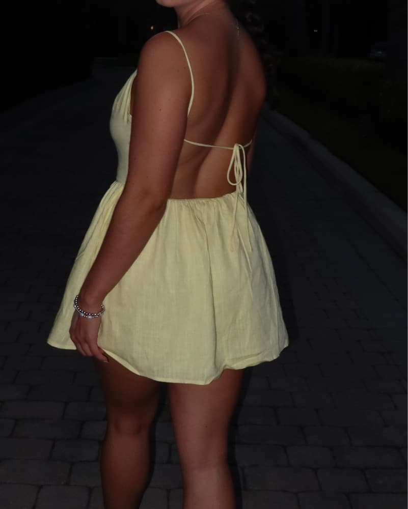 White Fox Yellow Open Back Dress - Image 3