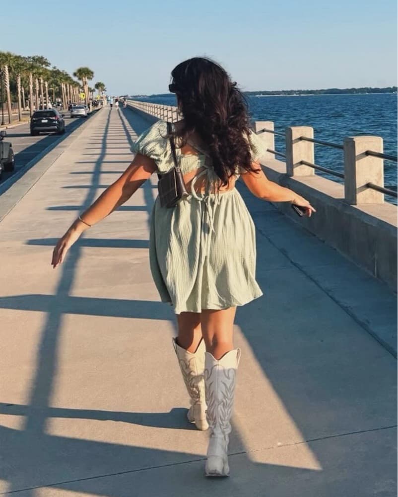 Green Mid Length Dress - Image 4