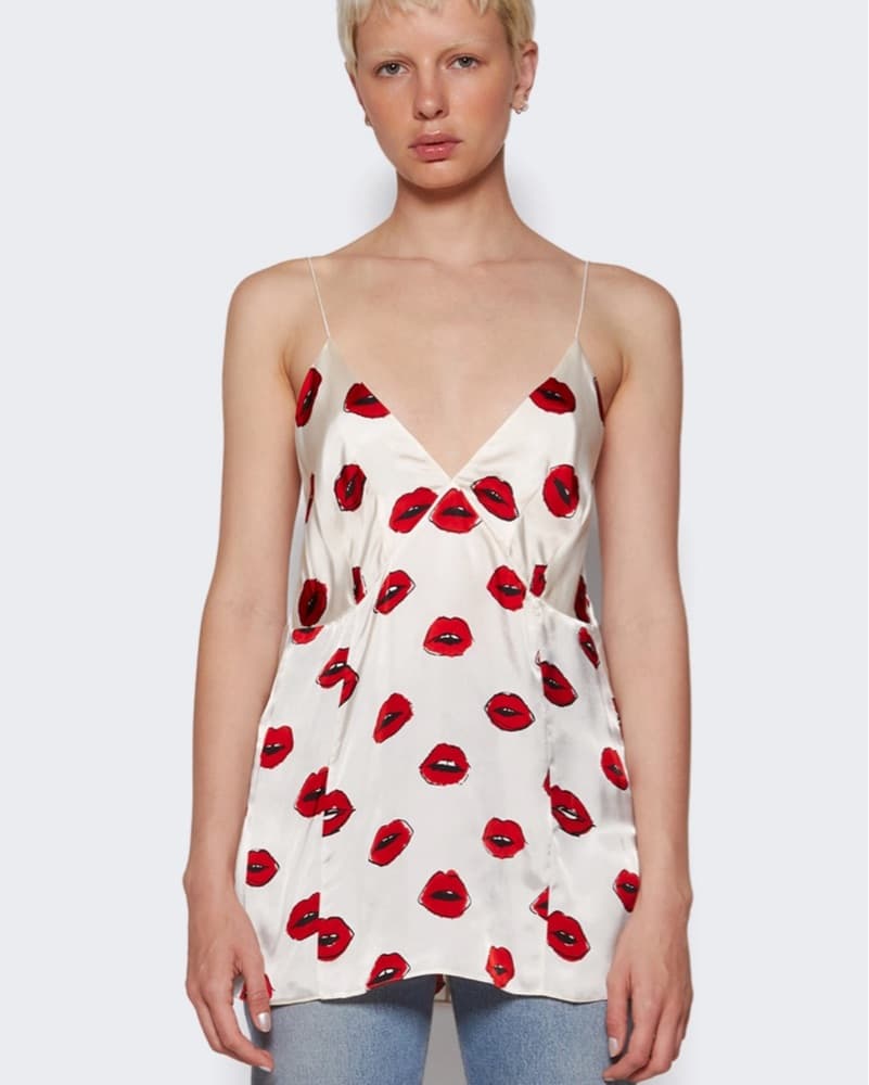 Khaite Grisella Cream/Red Lips Top  - Image 3
