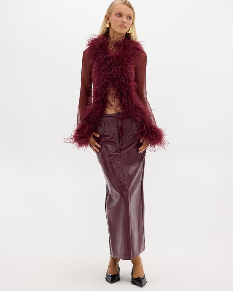 Bubish Gigi Sheer Feather Blouse - Cherr - Image 2