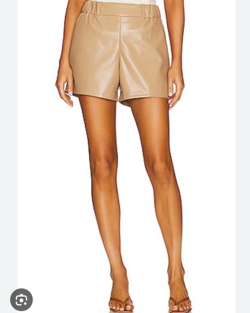 Anine Bing Tan Leather Shorts - Image 2