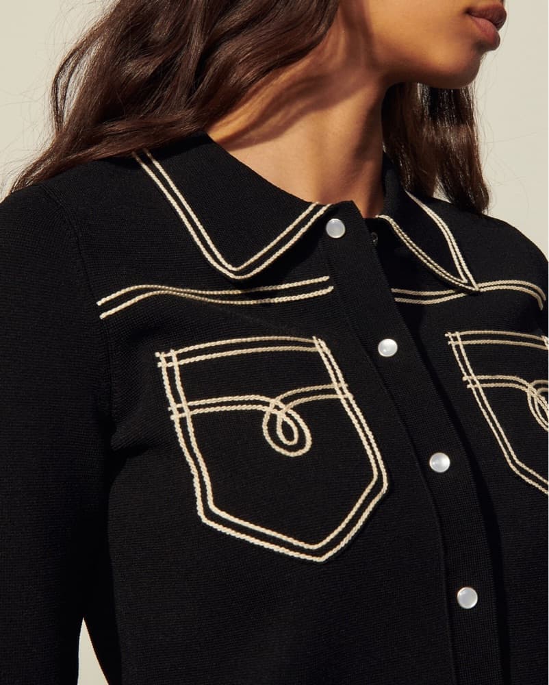 Aurelien Topstitched Shirt Cardigan - Image 6
