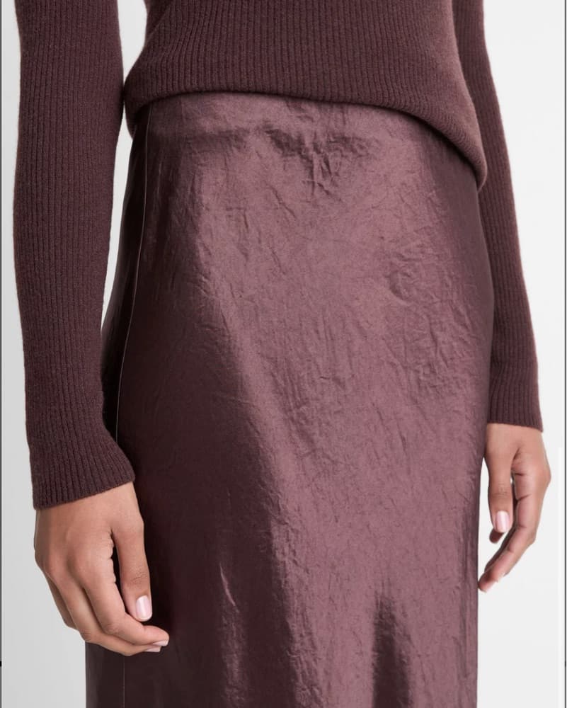 Vince Satin Side-Slit Slip Midi Skirt - Image 4