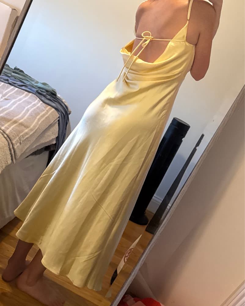 Yellow Satin Dress - Image 3