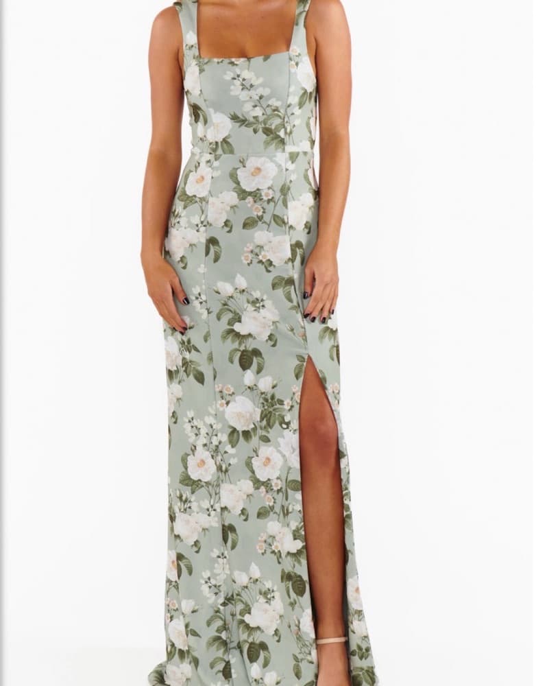 Floral Maxi Dress with Thigh-High Slit - Image 2