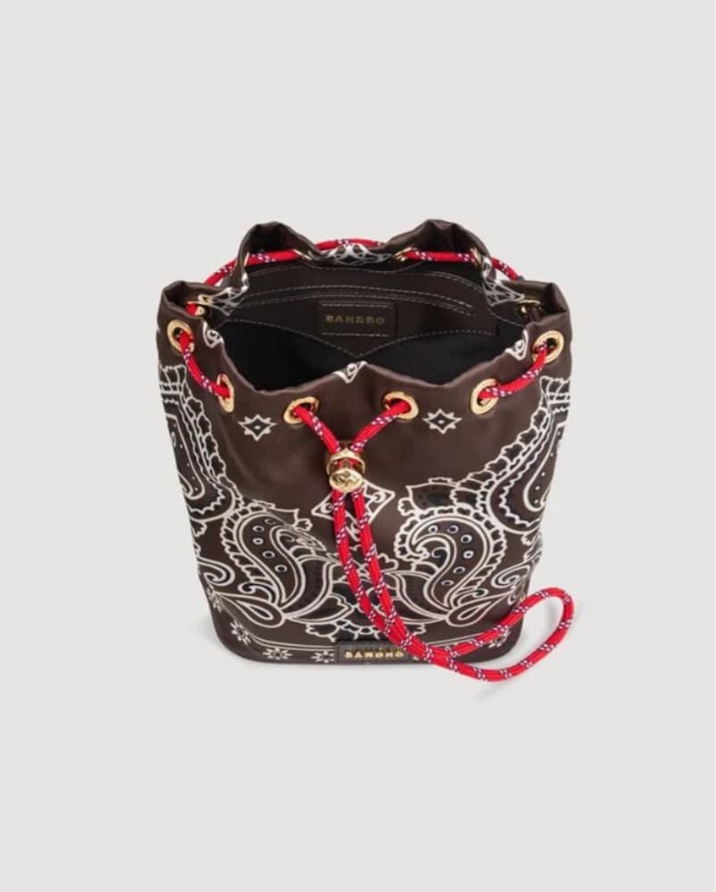 Sandro Paisley Drawstring Bucket Bag - Image 2