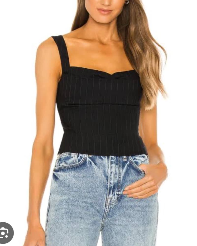 Miaou Navy Pin Stripe Corset - Image 1