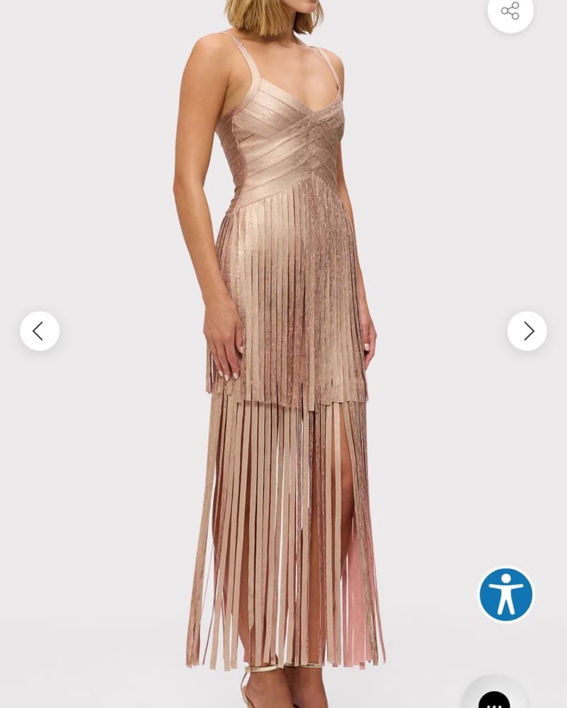 Shimmering Pleated Metallic Midi Dress - Image 3