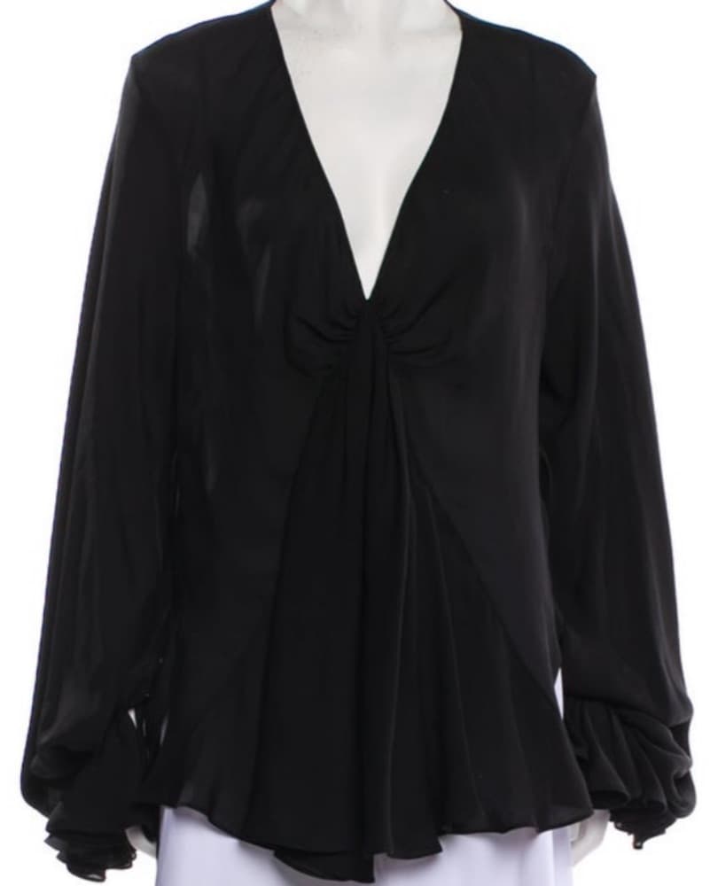 Khaite Black Silk V-Neck Tunic - Image 1