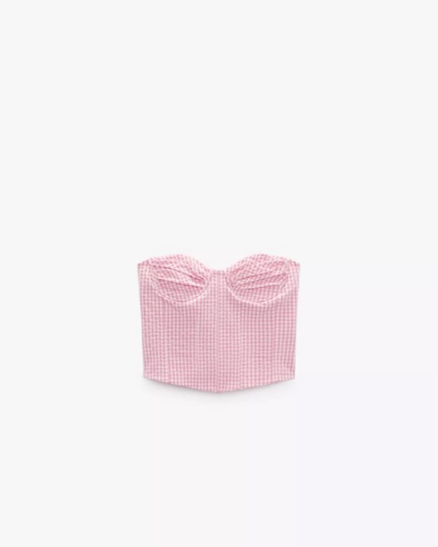 Zara Gingham Pink Top - Image 1