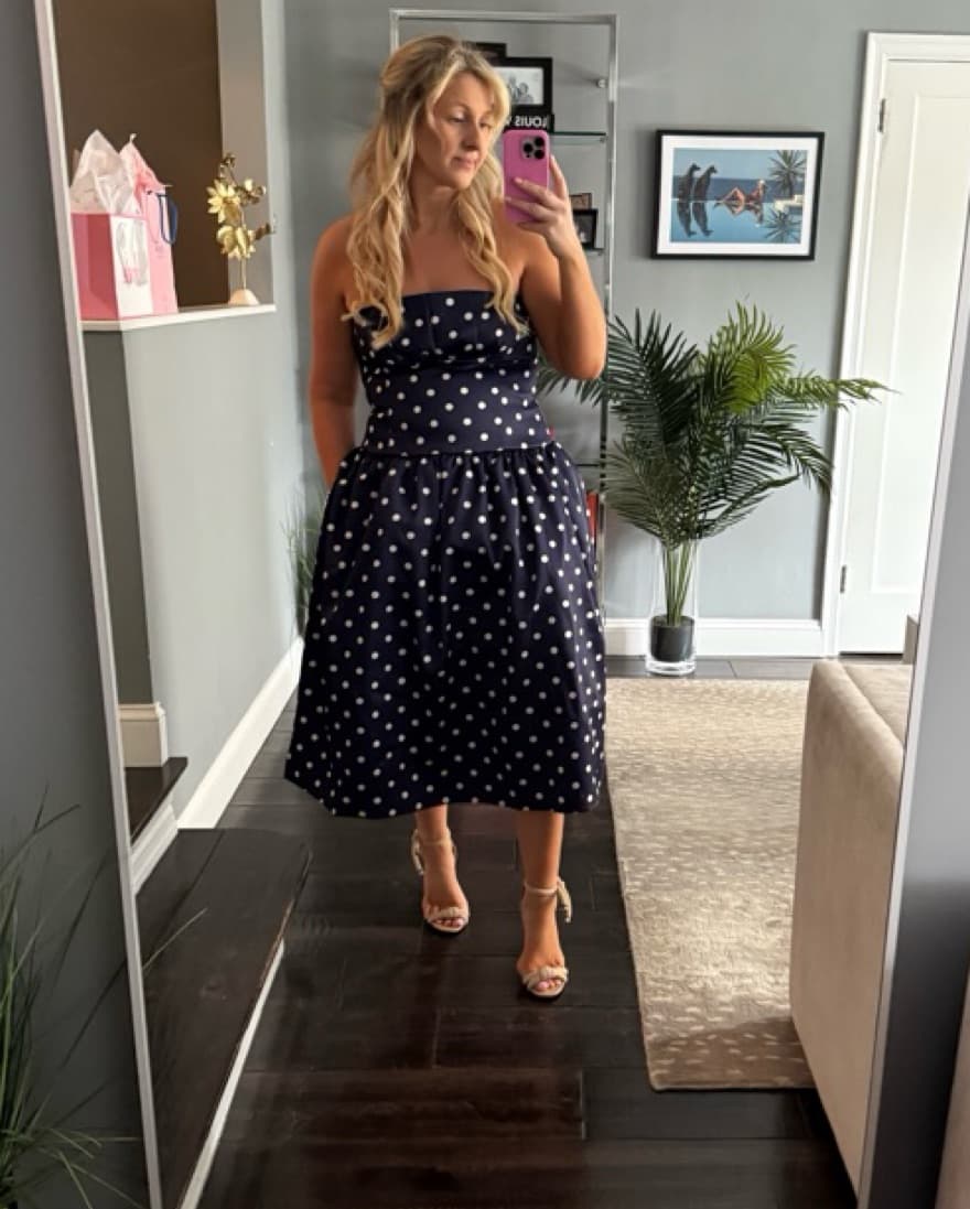 SELF PORTRAIT Polka Dot Satin Dress - Image 4