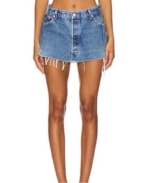 Distressed Denim Miniskirt - Image 1