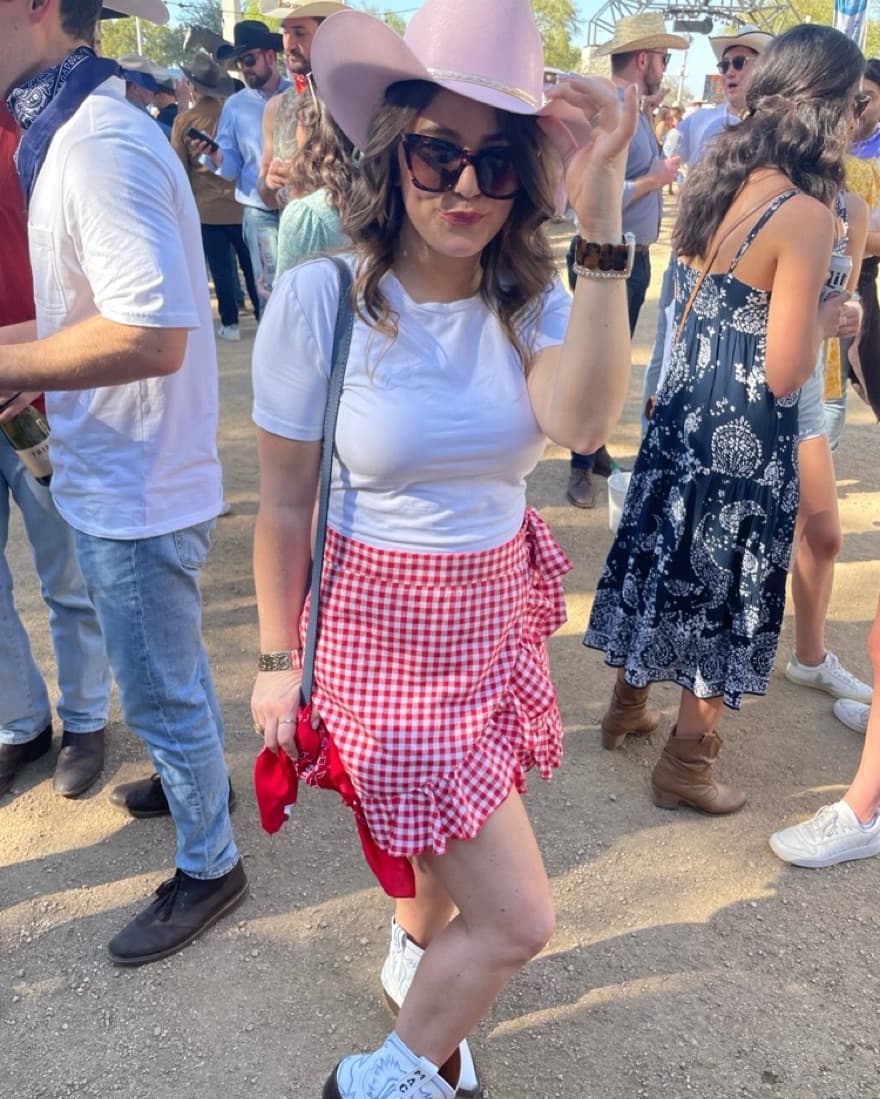 Gingham Ruffle Wrap Around Skirt - Image 2