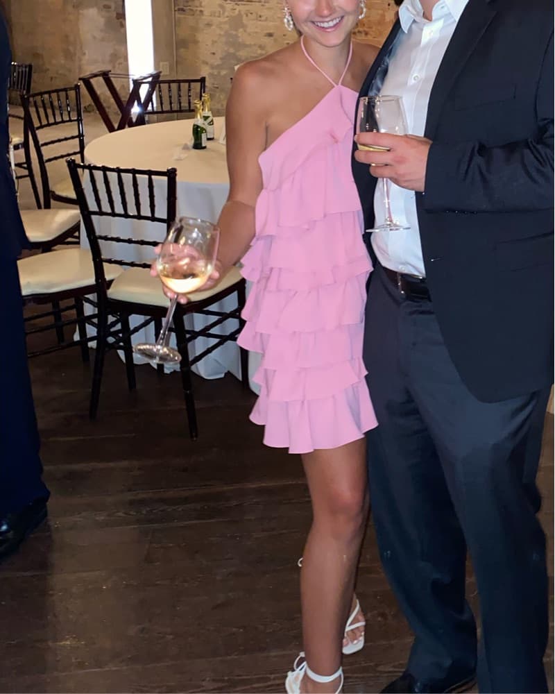 Mini pink ruffle cocktail dress - Image 2
