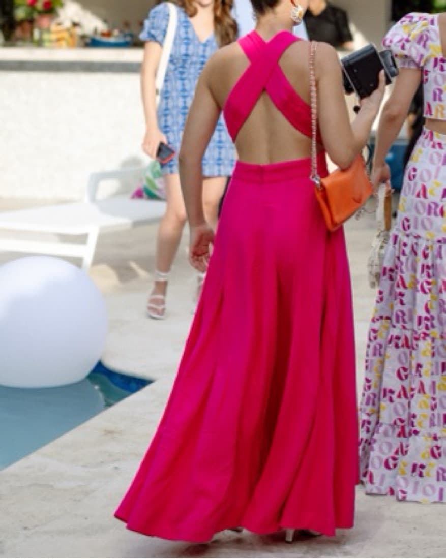 Pink Long Linen Aureta Dress  - Image 2
