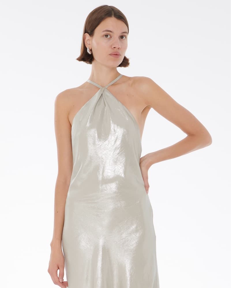 Sage Metallic Halter Gown - Image 2