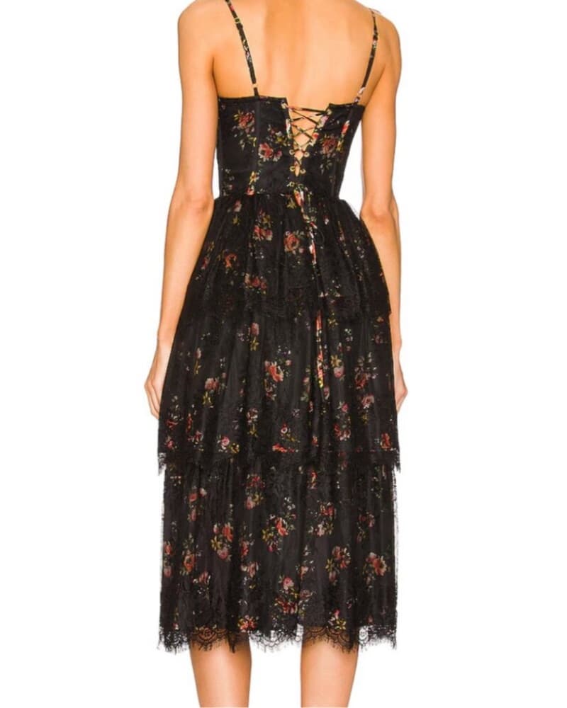 V Chapman Mia Dress Black Lace/floral - Image 4