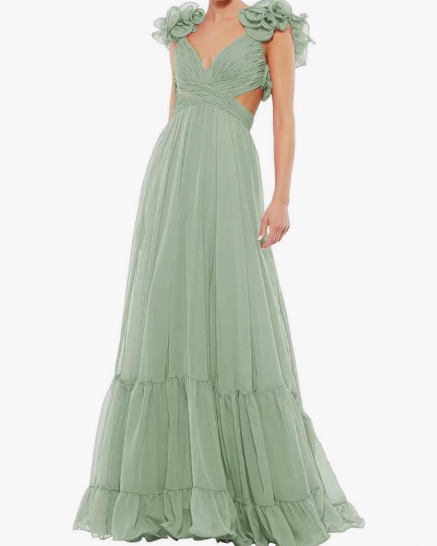  Ruffle Tiered Cut-Out Chiffon Gown  - Image 1