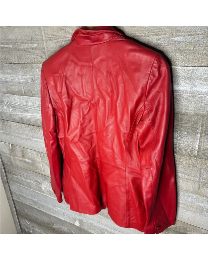 Vintage Y2K Red Luxe Leather Jacket - Image 3