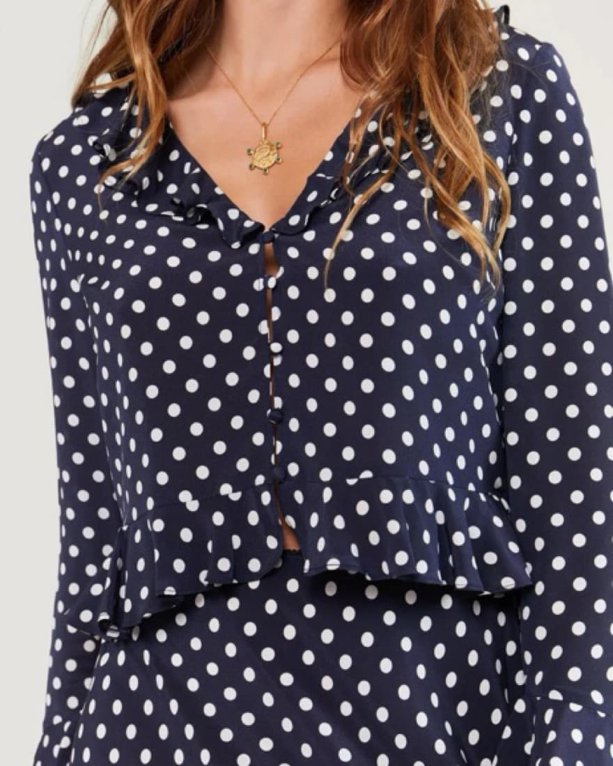 Rixo Silk Polka Dot Top - Image 3