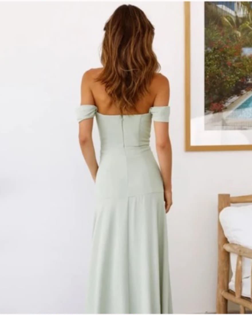 Hello Molly Sage Off The Shoulder Dress - Image 3