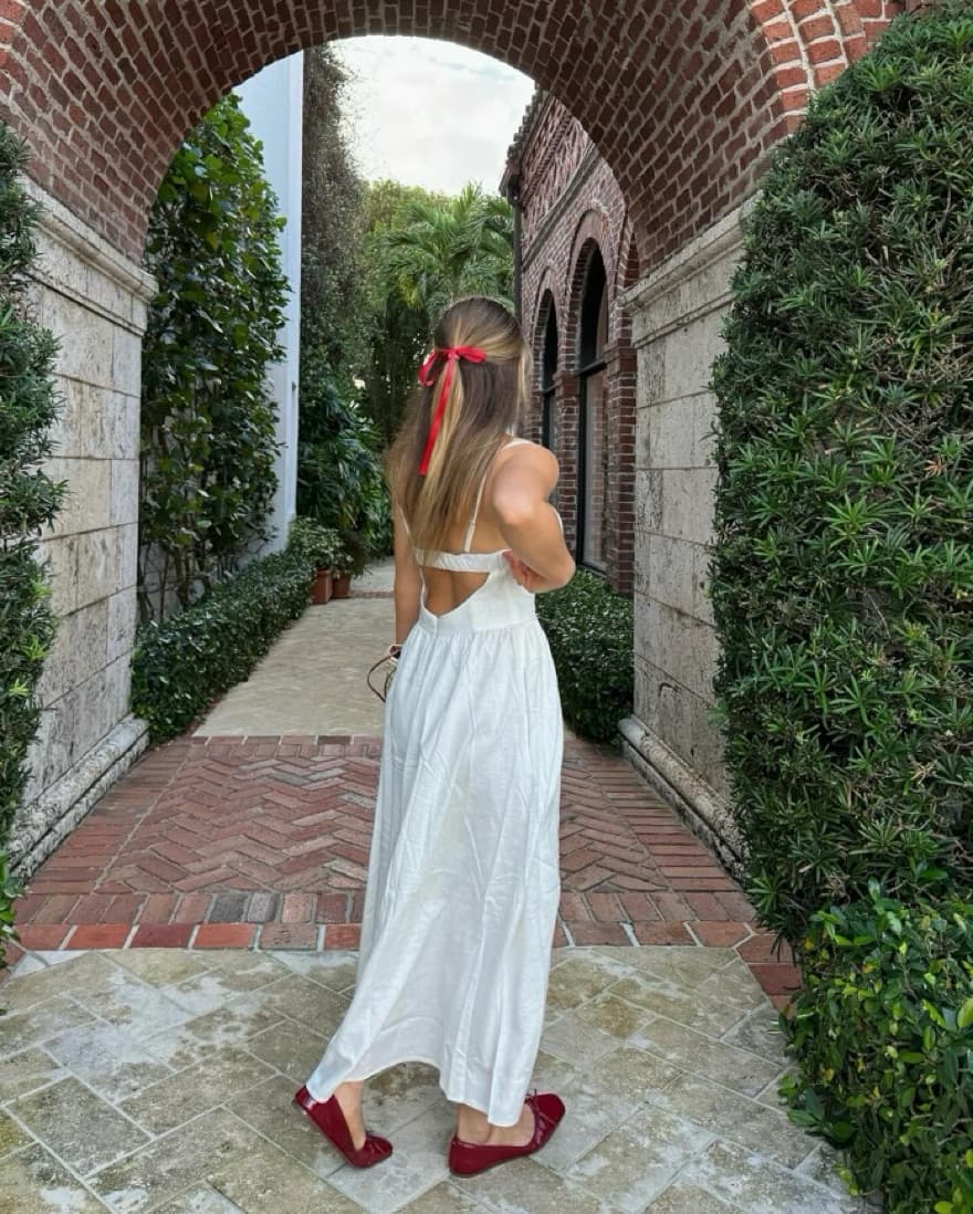Solid & Striped Cream Bow Dress - Image 4