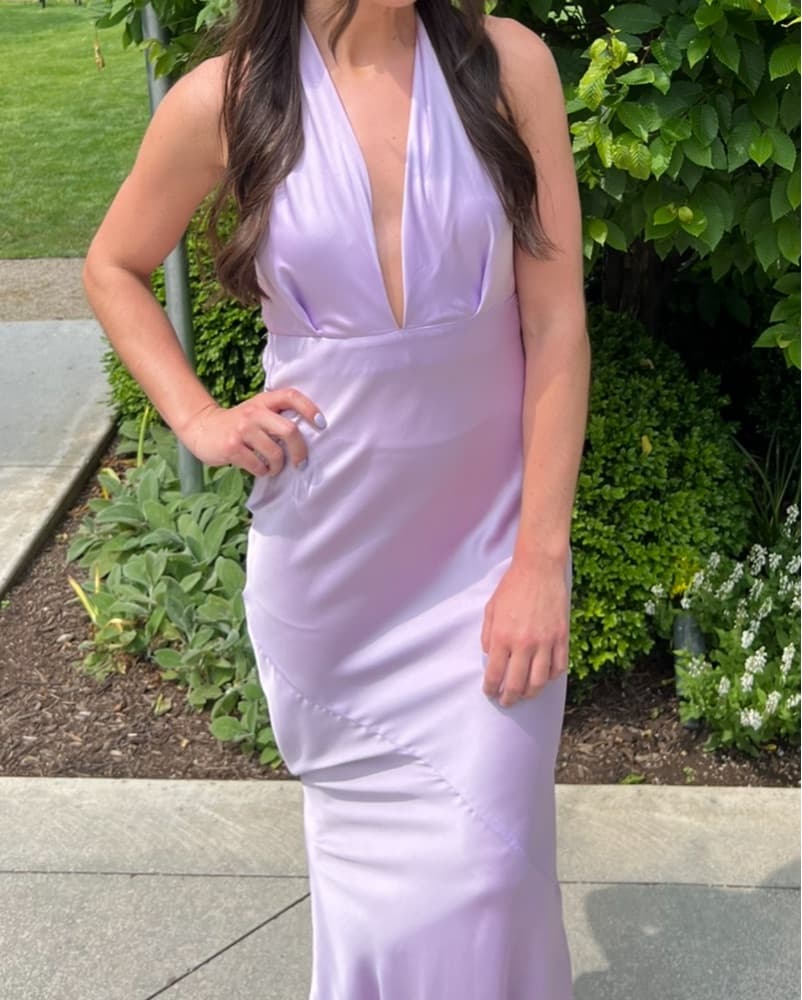 Hello Molly Lilac Satin Dress - Image 1