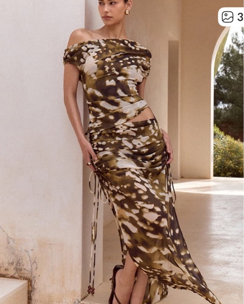 Patterned One-Shoulder Camouflage Top - Image 3