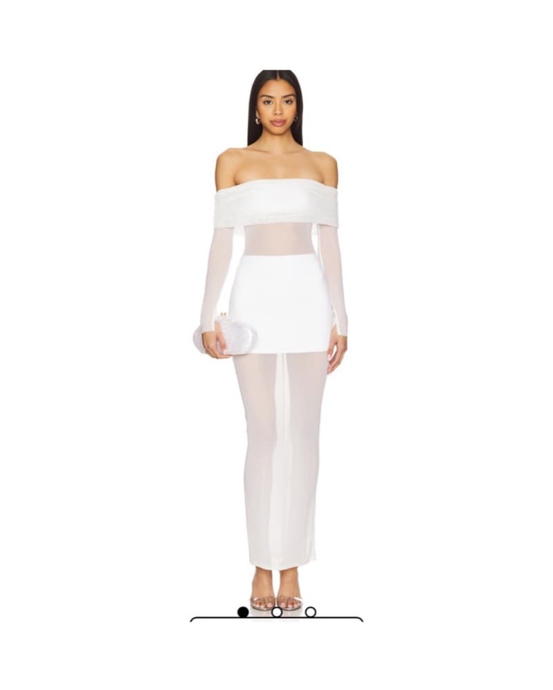 Elegant Off-The-Shoulder White Dress  - Image 2