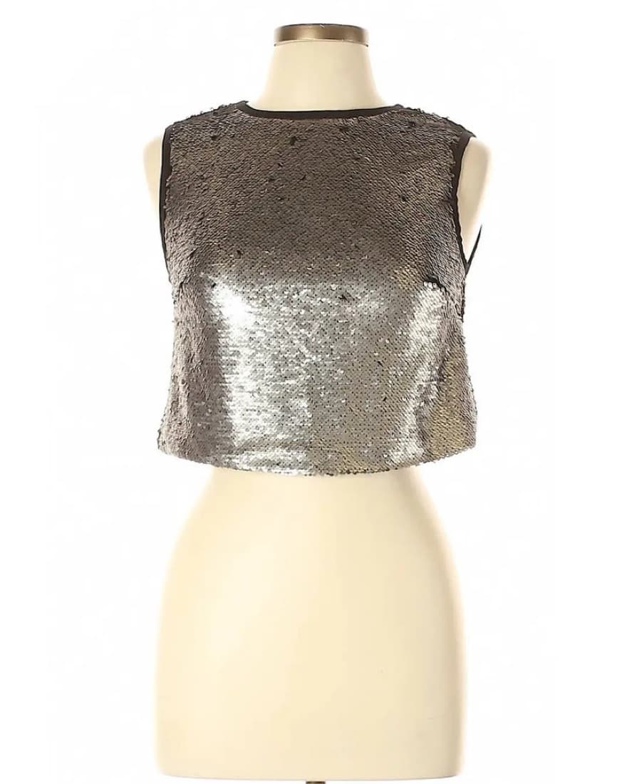 Vintage Gold Sequin Crop Top - Image 1
