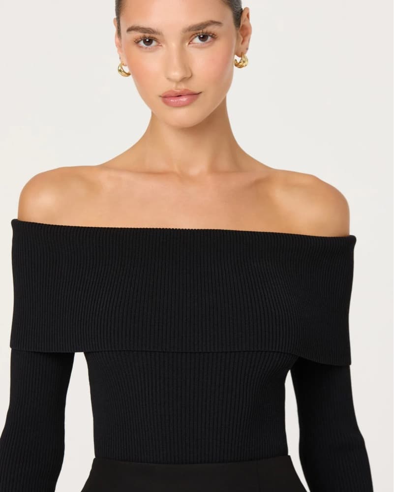 ASTR The Label Black Ribbed Top - Image 1
