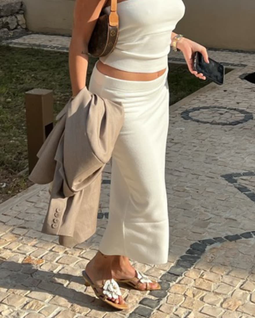 Djerf Avenue Midi Tube Skirt in Sugar - Image 3