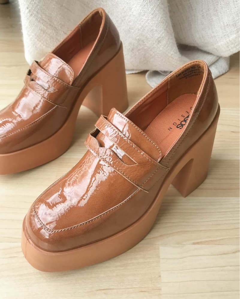 Patent Leather Heeled Penny Loafers - Image 4