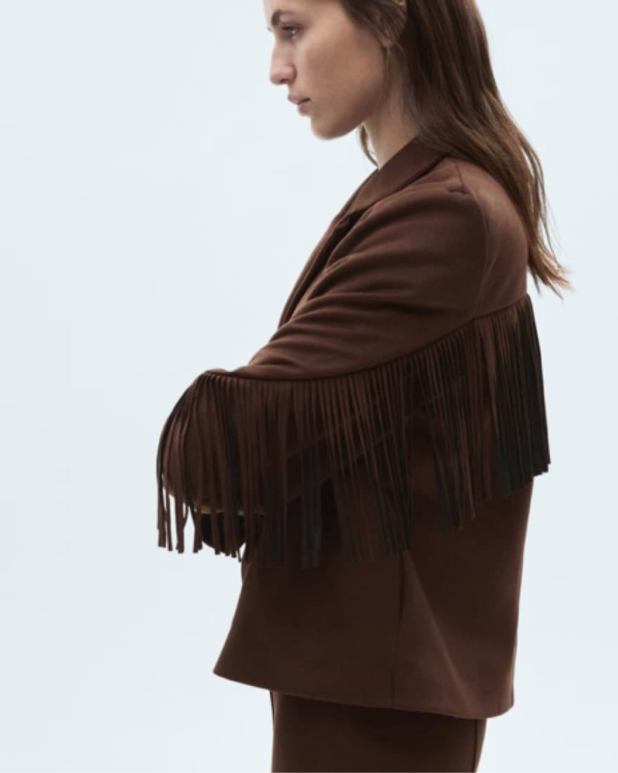 Mango Suede Fringe Jacket Brown - Image 2