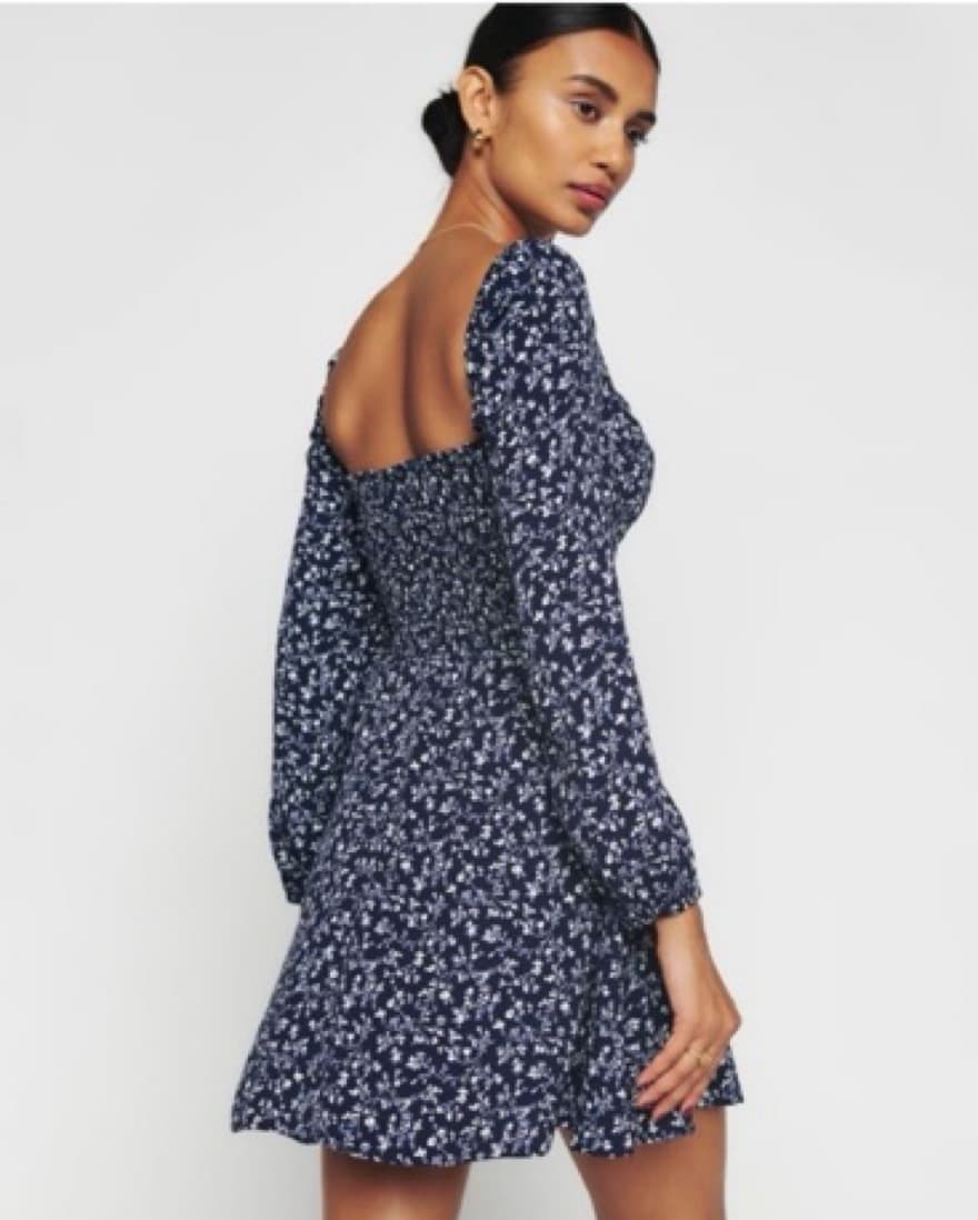 Reformation Mochi Dress Blue Floral - Image 3