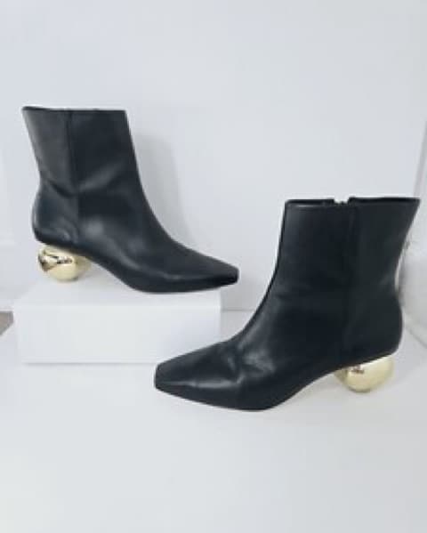 Cult Gaia Mari Black Boots Gold Heel - Image 4