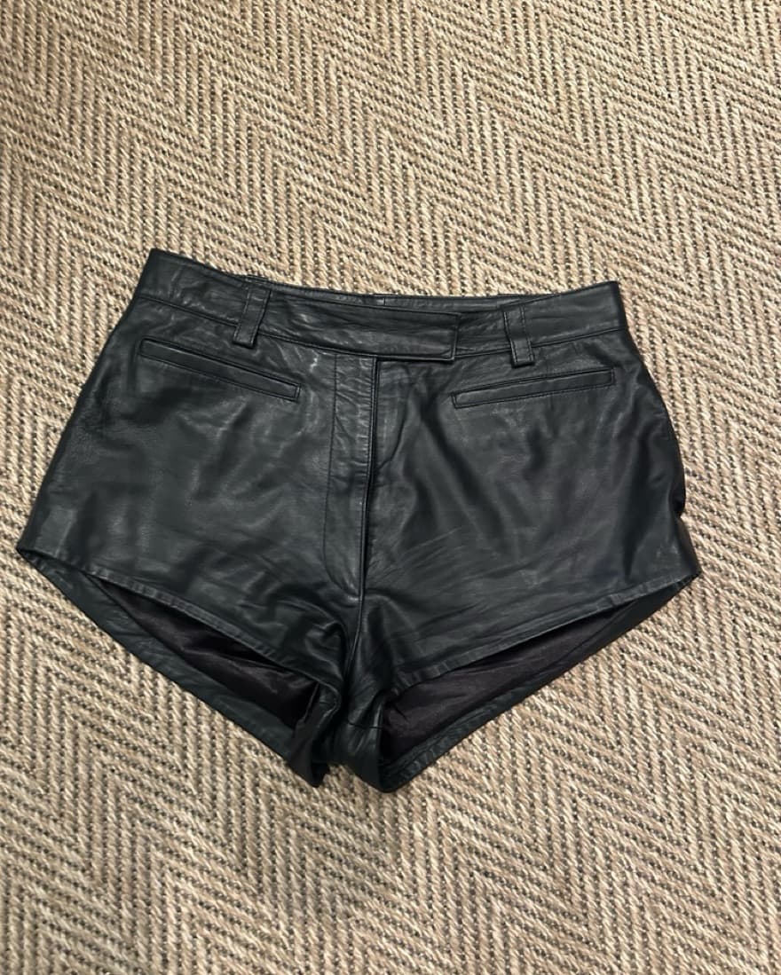 Real Leather Micro Shorts - Image 1