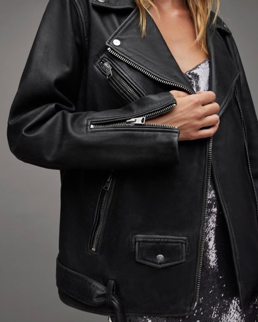 All Saints Oversized Leather Jacket - Image 2