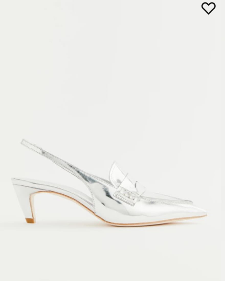 Reformation Silver Kitten Heel Loafers  - Image 1