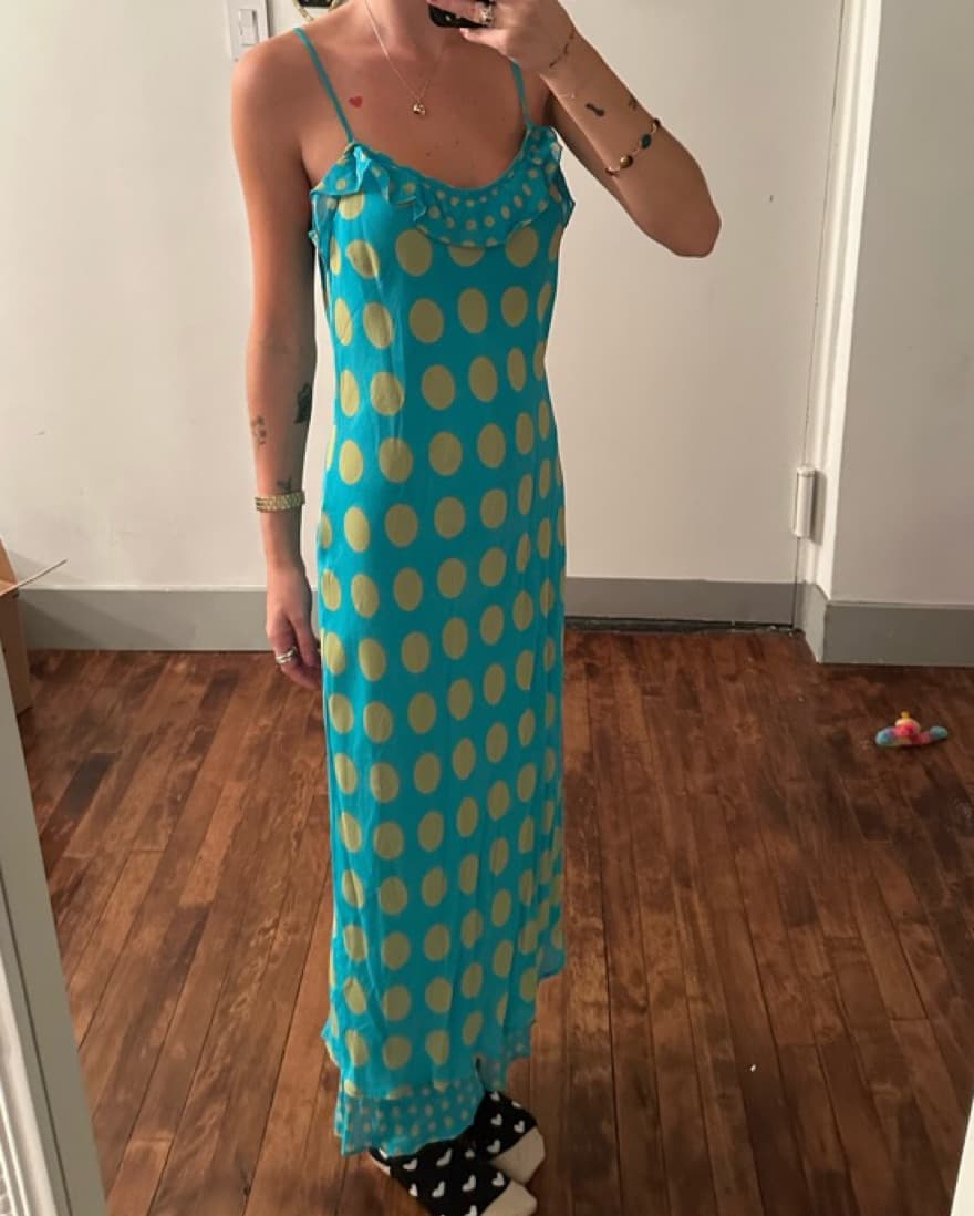 Vintage Printed Ruffle Slip Dress - Image 2