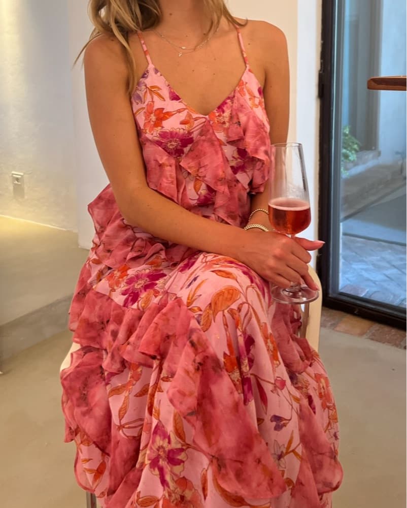 Maxi Ruffle Floral Pink MISA Dress - Image 5