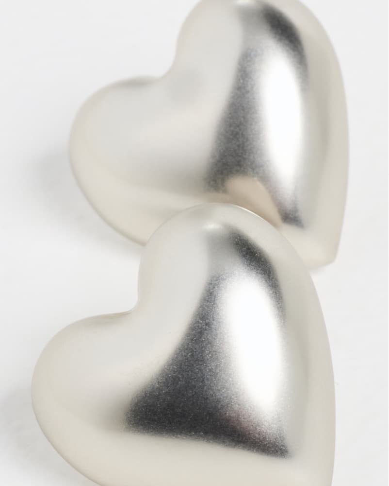 Roxanne Assoulin Silver Heart Earrings - Image 3
