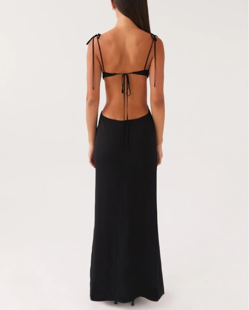 Tyra Ruched Maxi Dress Black  - Image 3