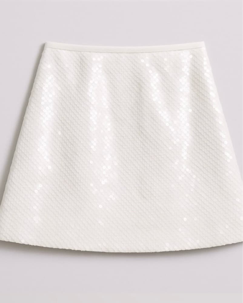 Whire Sequin Mini Skirt - Image 2