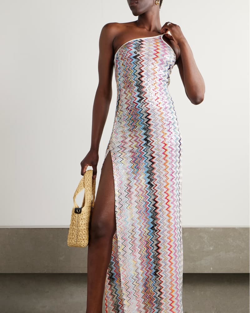 Missoni One Shoulder Zigzag Sequin Dress - Image 1